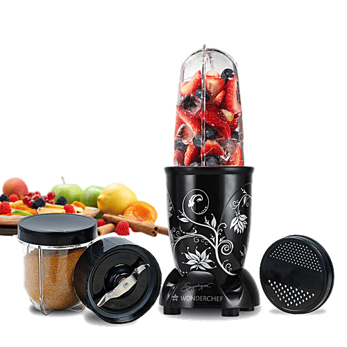 Wonderchef Nutri Blend Mixer Grinder & Blender - With Powerful 400W 22000 RPM Motor, Stainless Steel Blades, 2 Unbreakable Jars, Black, 1 pc