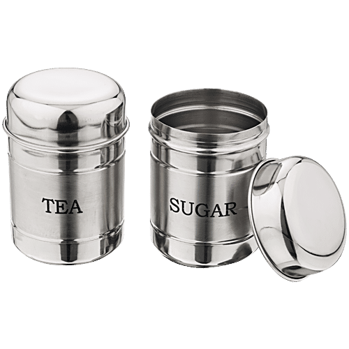 Kitchen Essentials Tea Sugar Condiment Steel Container/Canister Set, 600 ml (Set of 2) For Storage Purposes