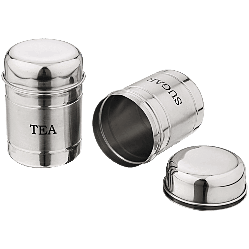 Kitchen Essentials Tea Sugar Condiment Steel Container/Canister Set, 600 ml (Set of 2) For Storage Purposes