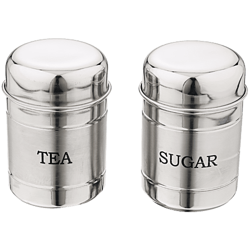 Kitchen Essentials Tea Sugar Condiment Steel Container/Canister Set, 600 ml (Set of 2) For Storage Purposes