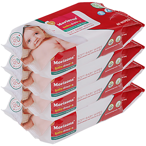 Morisons Baby Dreams Soft Baby Wipes, 80 pcs (Pack of 4)