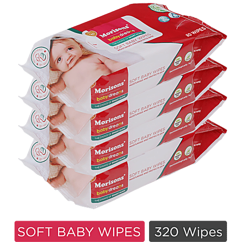 Morisons Baby Dreams Soft Baby Wipes, 80 pcs (Pack of 4)
