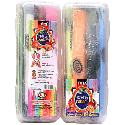 Tota Rangoli Colour Powder Rang - For Puja, Ceremony, Functions Decoration, 50 g (10 pcs) Vibrant Colours
 Hassle-free Rangoli