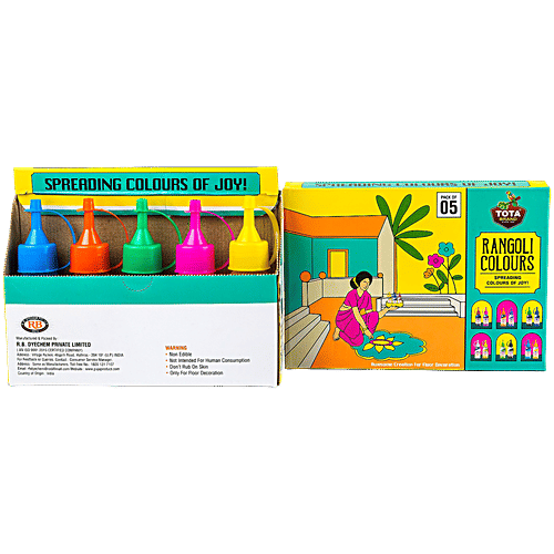 Tota Rangoli Colour Powder Rang - For Festival Decoration, Puja, Ceremony, 100 g (Pack of 5) Vibrant Colours
 Precise Application