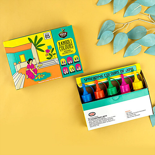 Tota Rangoli Colour Powder Rang - For Festival Decoration, Puja, Ceremony, 100 g (Pack of 5) Vibrant Colours
 Precise Application