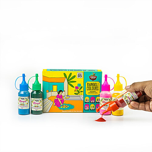 Tota Rangoli Colour Powder Rang - For Festival Decoration, Puja, Ceremony, 100 g (Pack of 5) Vibrant Colours
 Precise Application