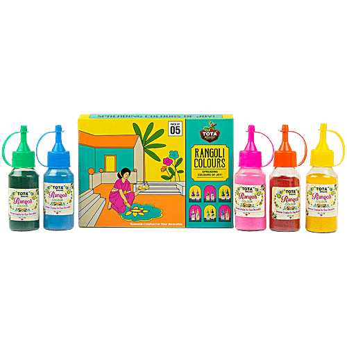 Tota Rangoli Colour Powder Rang - For Festival Decoration, Puja, Ceremony, 100 g (Pack of 5) Vibrant Colours
 Precise Application