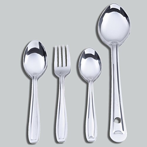 Anjali 20pcs SS Cutlery Set 2pcs Serving Spoon 6Pcs Baby Spoon 6Pcs Baby Fork 6Pcs Tea Spoon, 20 pcs  