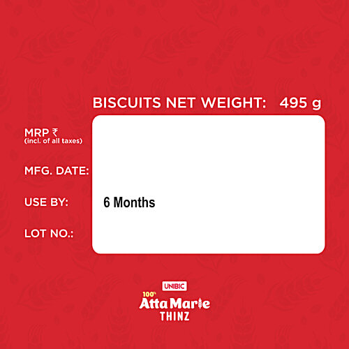 Unibic Atta Marie Thinz, 495 g  4No Less Calories Per Biscuit, No Maida, Atta, Rich In Fibre, Rich In Protein