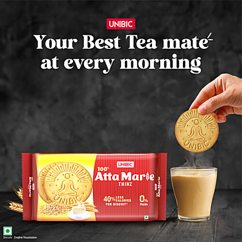 Unibic Atta Marie Thinz, 495 g  4No Less Calories Per Biscuit, No Maida, Atta, Rich In Fibre, Rich In Protein