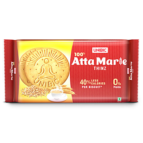 Unibic Atta Marie Thinz, 495 g  4No Less Calories Per Biscuit, No Maida, Atta, Rich In Fibre, Rich In Protein