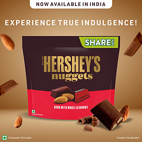 Hershey's Nuggets - Dark With Whole Almonds, 130.2 g  Deliciously Dark Cocoa Rich Chocolate