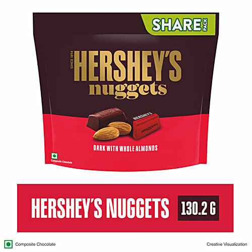 Hershey's Nuggets - Dark With Whole Almonds, 130.2 g  Deliciously Dark Cocoa Rich Chocolate