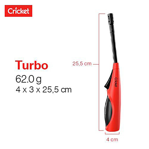 Cricket Windproof Torch FlameÂ LighterÂ - For Kitchen Stove, Candles, Refillable, Turbo, Assorted Colour, 1 pc  