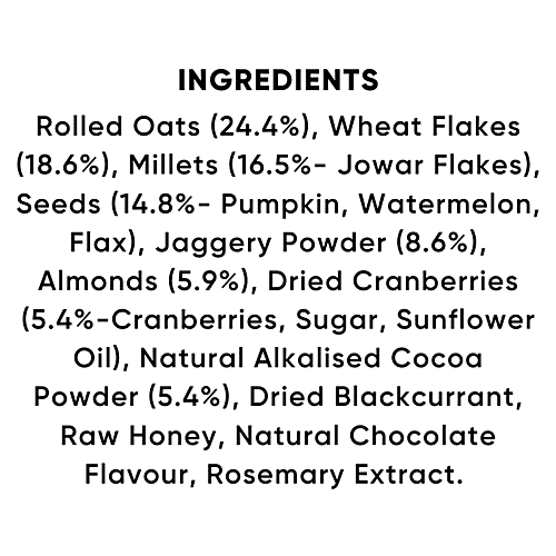 True Elements Dark Chocolate Muesli - Ready To Eat Breakfast, 26% Berries, Seeds & Nuts, High In Fibre, 1.2 kg  