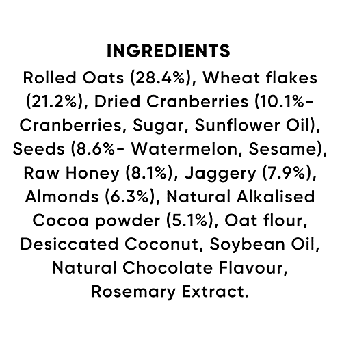 True Elements Weekly Breakfast Combo - Rolled Oats (38 g x 2) + Nuts & Berries Muesli (30 g x 2) + Baked Granola Almonds & Dark Chocolate (30 g x 2), 196 g Pillow Pouch 