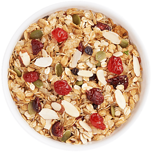 True Elements Weekly Breakfast Combo - Rolled Oats (38 g x 2) + Nuts & Berries Muesli (30 g x 2) + Baked Granola Almonds & Dark Chocolate (30 g x 2), 196 g Pillow Pouch 