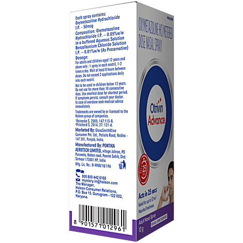 Otrivin Advance Adult Nasal Spray - Menthol Freshness, 10 g  