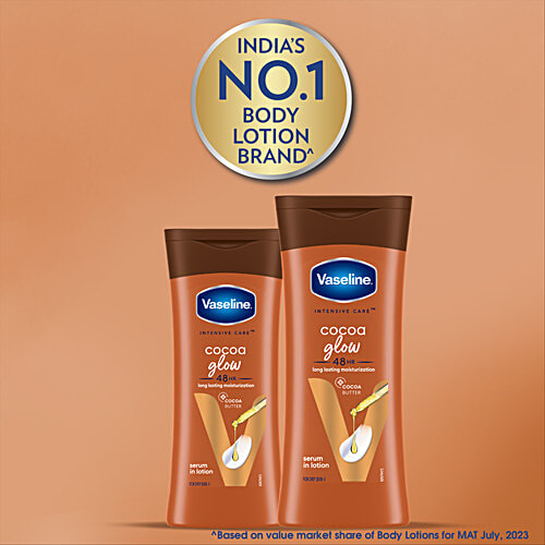 Vaseline Cocoa Glow Serum In Lotion - For Dry Skin, 200 ml 48 Hrs Moisturisation, For Glowing & Soft Skin