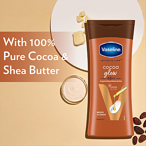 Vaseline Cocoa Glow Serum In Lotion - For Dry Skin, 200 ml 48 Hrs Moisturisation, For Glowing & Soft Skin