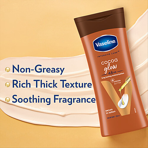 Vaseline Cocoa Glow Serum In Lotion - For Dry Skin, 200 ml 48 Hrs Moisturisation, For Glowing & Soft Skin
