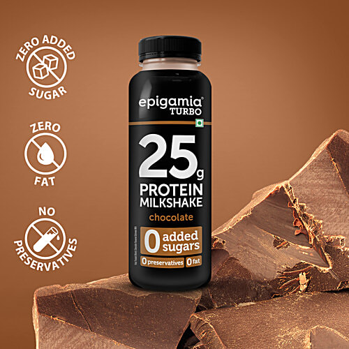 Epigamia  Chocolate Turbo 25 g Protein Milkshake, 250 ml  No Added sugar, No Preservatives, No Fat