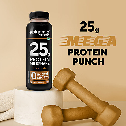Epigamia  Chocolate Turbo 25 g Protein Milkshake, 250 ml  No Added sugar, No Preservatives, No Fat