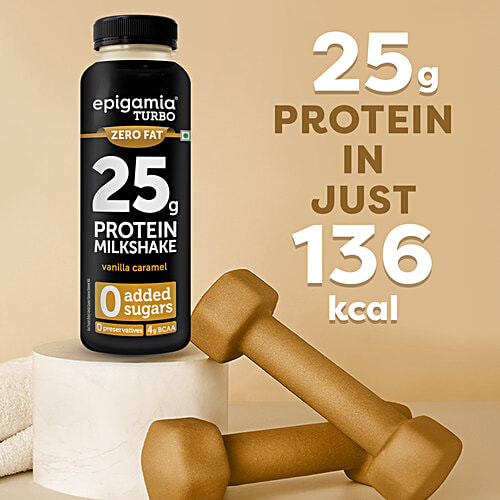 Epigamia  Turbo Vanilla Caramel 25 g Protein Milkshake, 250 ml  No Added sugar, No Preservatives, No Fat