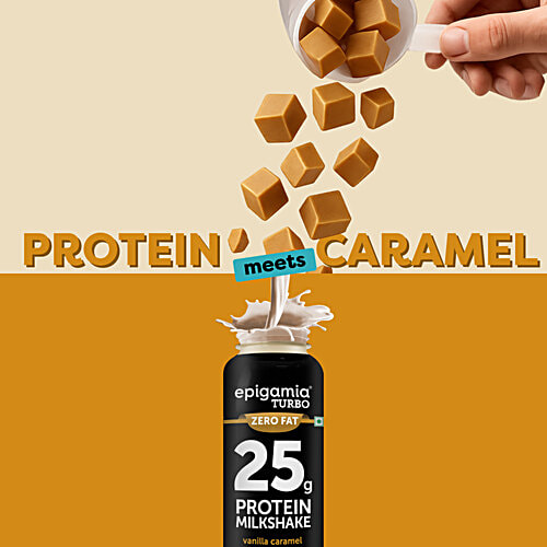 Epigamia  Turbo Vanilla Caramel 25 g Protein Milkshake, 250 ml  No Added sugar, No Preservatives, No Fat