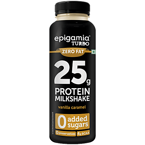 Epigamia  Turbo Vanilla Caramel 25 g Protein Milkshake, 250 ml  No Added sugar, No Preservatives, No Fat