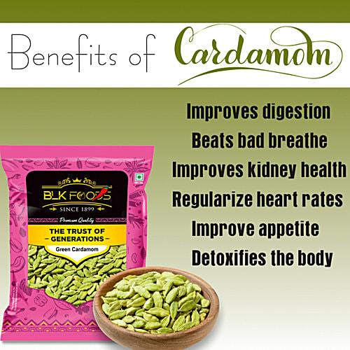 BLK Foods Green Cardamom Whole, 50 g  