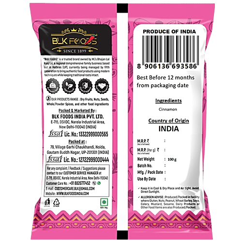 BLK Foods Cinnamon Roll/Dalchini, 100 g  