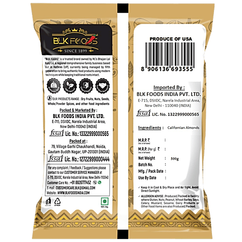 BLK Foods Californian Almond Kernels, 500 g  