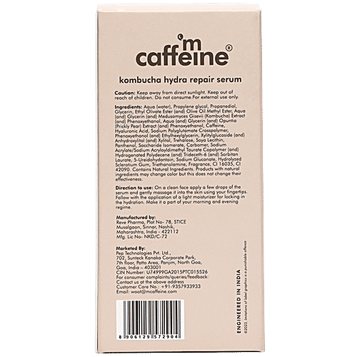 mCaffeine Kombucha Hydra Repair Serum - Hyaluronic & Polyglutamic Acid, 20 ml Repairs Skin Barrier