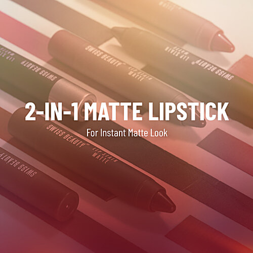 Swiss Beauty Lip Stain Matte Lipstick, 3.4 g Peaches N Cream Dermatologically Tested, Alcohol Free, Paraben Free