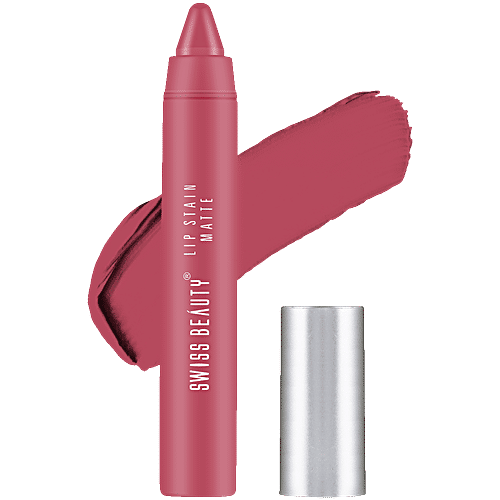 Swiss Beauty Lip Stain Matte Lipstick, 3.4 g Peaches N Cream Dermatologically Tested, Alcohol Free, Paraben Free