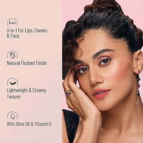 Swiss Beauty 3-In-1 Cream N Tint Cream For Lips, Cheek & Eyes, 8 g Strawberry Sizzle