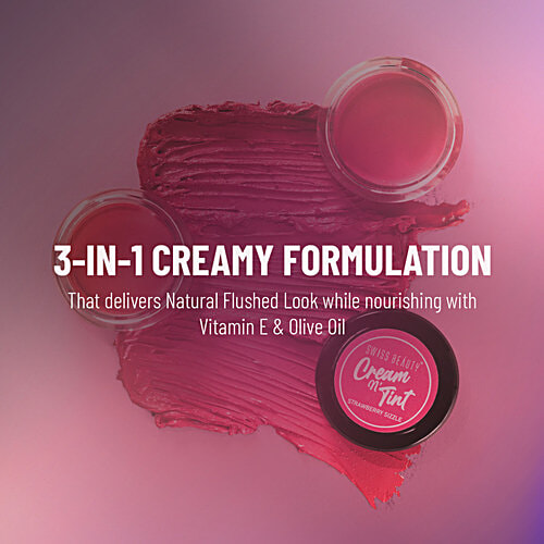 Swiss Beauty 3-In-1 Cream N Tint Cream For Lips, Cheek & Eyes, 8 g Strawberry Sizzle