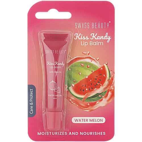 Swiss Beauty Kiss Kandy Lip Balm With Olive Oil, 10 ml Water Melon Moisturises & Nourishes