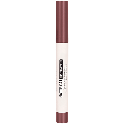 Swiss Beauty Matte Cat Lip Crayon, 1.5 g Flattering Peach Transfer Proof Lightweight, Enriched With Jojoba & Vitamin E