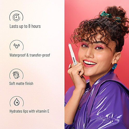 Swiss Beauty Matte Cat Lip Crayon, 1.5 g Flattering Peach Transfer Proof Lightweight, Enriched With Jojoba & Vitamin E