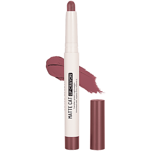 Swiss Beauty Matte Cat Lip Crayon, 1.5 g Flattering Peach Transfer Proof Lightweight, Enriched With Jojoba & Vitamin E