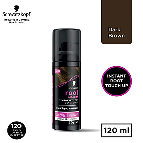 Schwarzkopf Root Retouch Temporary Root Cover Spray, 120 ml Dark Brown Instant Grey Coverage