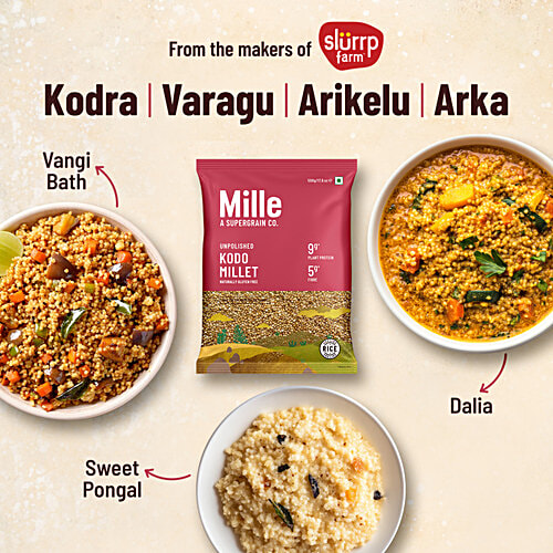 Mille Unpolished Kodo Millet, 500 g Naturally Gluten Free, Kodra, Varagu, Arikelu, Hark, Varigu,Gluten Free, High Plant Protein and Fibre, Dosa, Uttapam, Dhokla Batter Replacement, Vegan