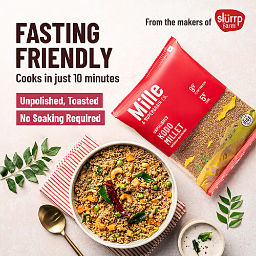 Mille Unpolished Kodo Millet, 500 g Naturally Gluten Free, Kodra, Varagu, Arikelu, Hark, Varigu,Gluten Free, High Plant Protein and Fibre, Dosa, Uttapam, Dhokla Batter Replacement, Vegan
