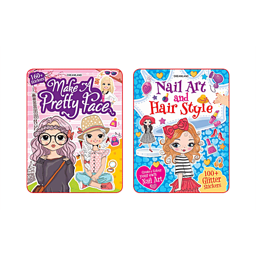 Dreamland Make A Pretty Face Nail Art & Hair Style Books, 2 pcs Kids Books