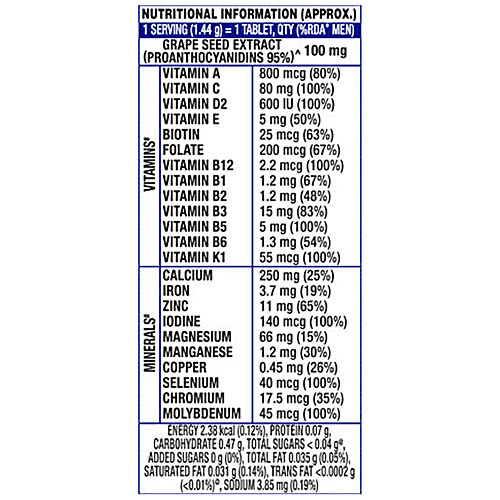 Centrum Men With Grape Seed Extract, Vitamin C & 22  Vital Nutrients For Overall Health, Strong Muscles & Immunity, 50 pcs  World's No.1 Multivitamin