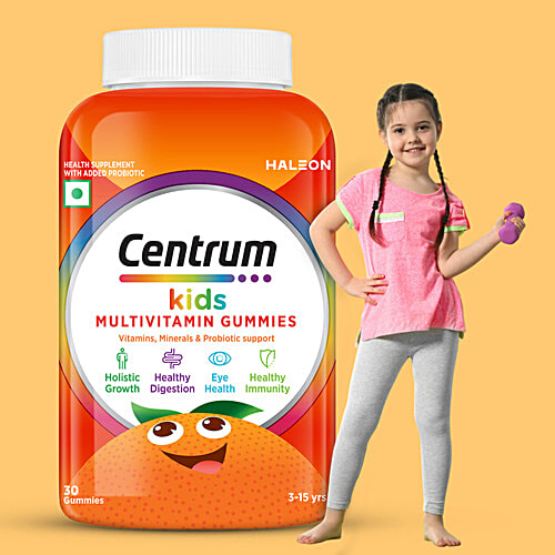 Centrum Kids Gummies With Probiotic, Vitamin C & 11 Other Nutrients For Immunity, Healthy Digestion & Eye Health, 30 pcs  Worlds No.1 Multivitamin