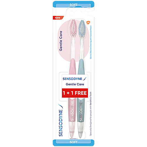 Sensodyne Gentle Care Toothbrush For People With Sensitive Teeth - Soft & Effective Cleaning, 1 pc (Buy 1 Get 1 Free) 
