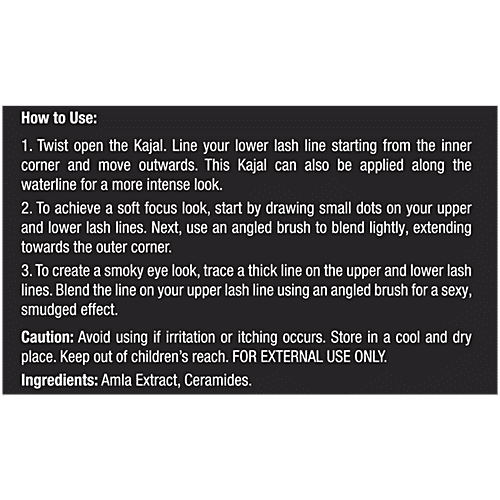 Wow Skin Science Smoky Black 90% Natural Kajal - Water Proof & Smudge Proof, Long Lasting, 0.35 g  No Parabens & Mineral Oils